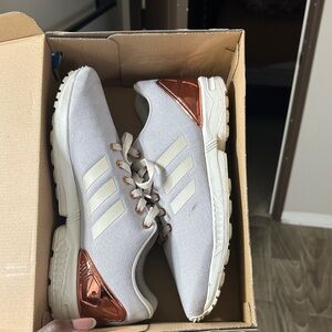adidas White and Copper Athletic Shoes
